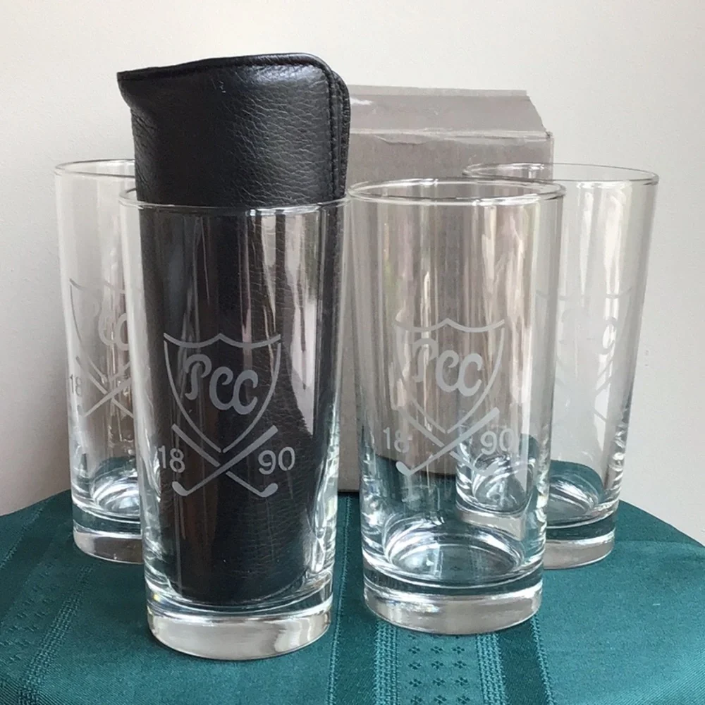 Plainfield Country Club Bar Drinking Glasses 4 Swag Golf Course New Jersey Set‎